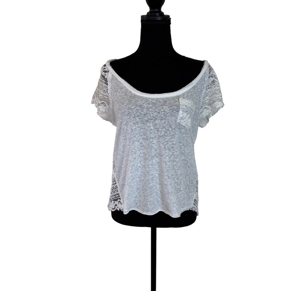 Hollister White Lace Short Sleeve Top L
